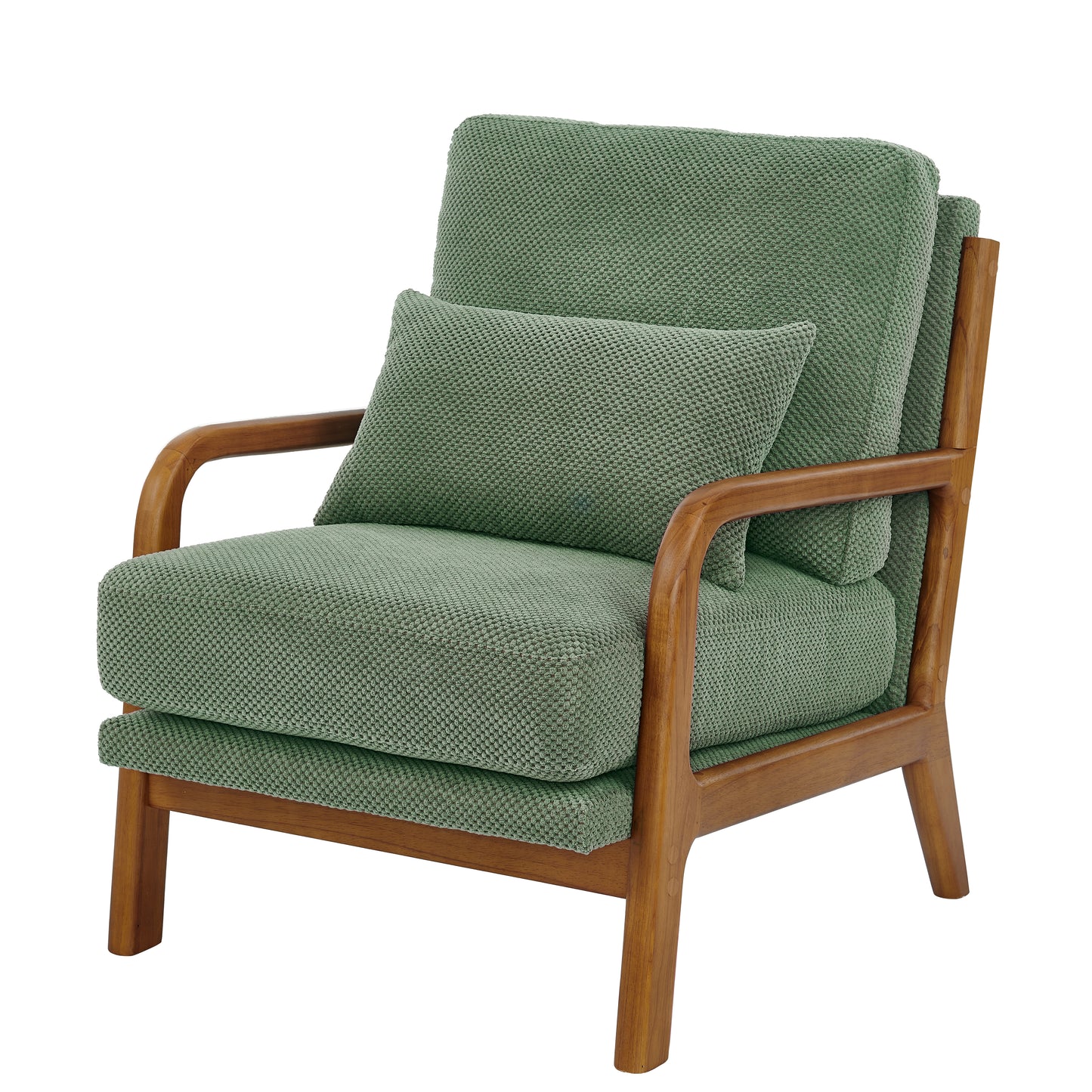 Mid-Century Modern Wooden Lounge Chair - Dark Green