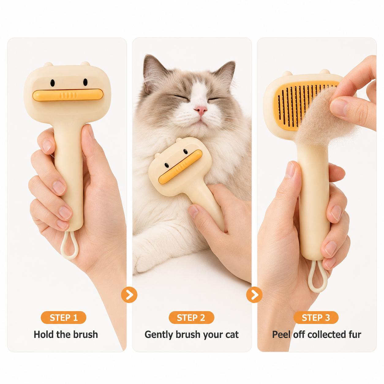 Self-Cleaning Pet Grooming Brush for Cats and Dogs - Deshedding Comb with Non-Slip Handle