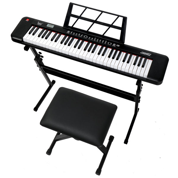 61-Key Electronic Keyboard with Light-Up Display & Stool Set