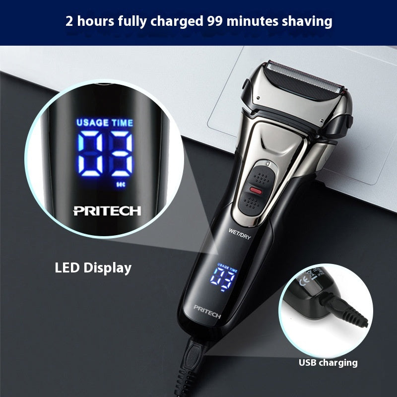 Electric Shaver with LED Display - Rechargeable