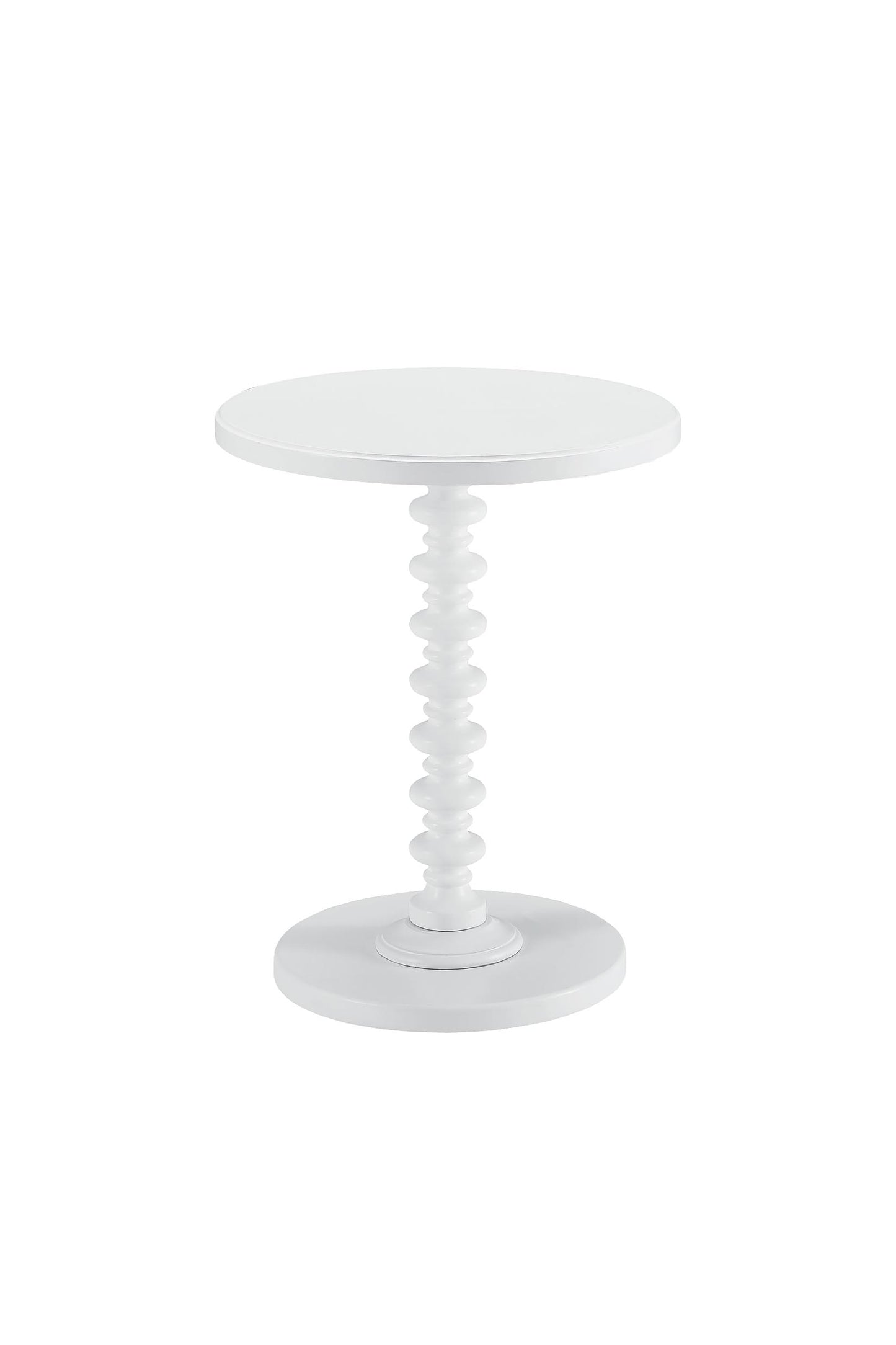Round White Accent Table with Pedestal Base - Acton