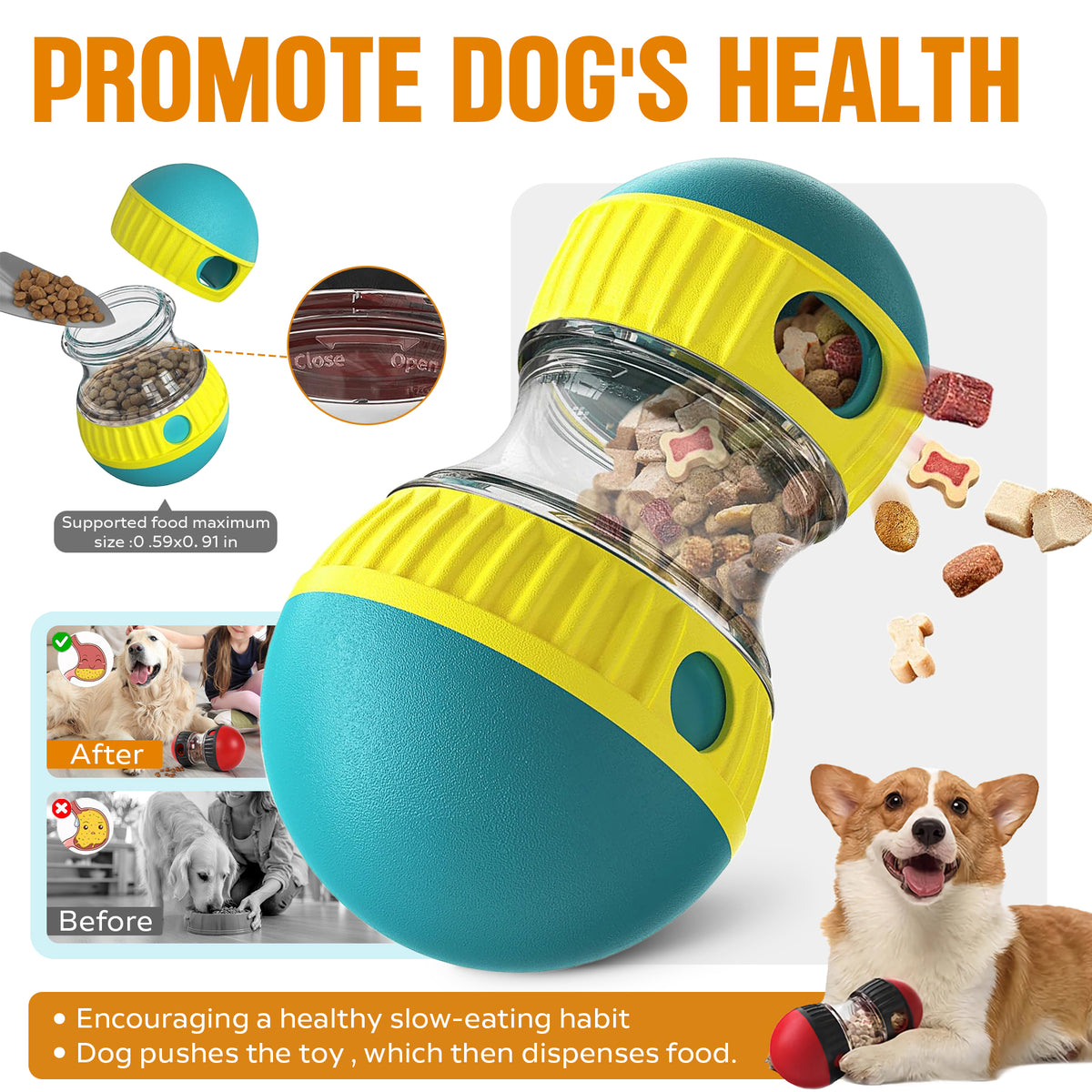 Dog Puzzle Toy with Treat Dispenser - Adjustable Slow Feeder & Interactive Chase Toy for Small to Large Dogs