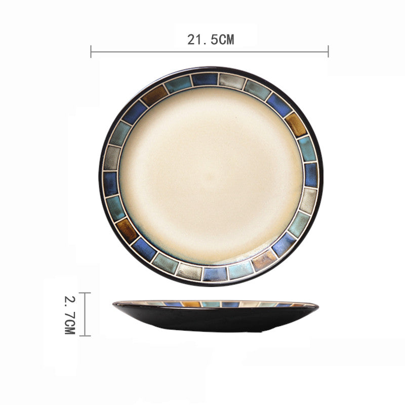 Ceramic Hand-Painted Western Style Breakfast Plate 8 Inch Microwave Safe