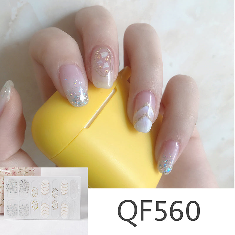 Waterproof Nail Art Stickers - 14pcs Durable Eco-Friendly Decals for Nails
