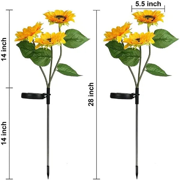 Solar Garden Stake Lights - 2 Pack LED Sunflower Design