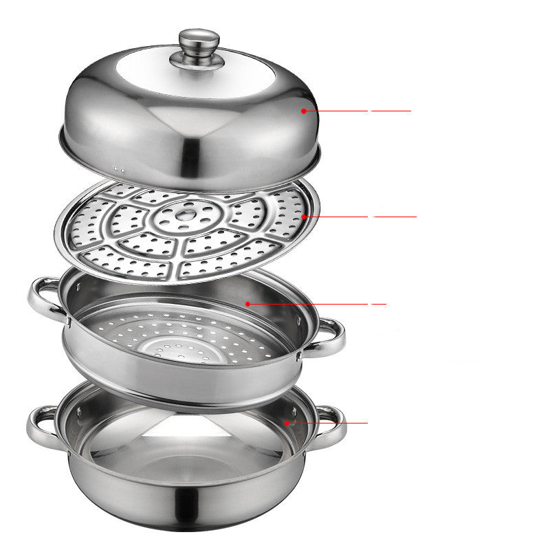 Stainless Steel Steamer Set for Cooking | 28cm Multi-Layer Hot Pot
