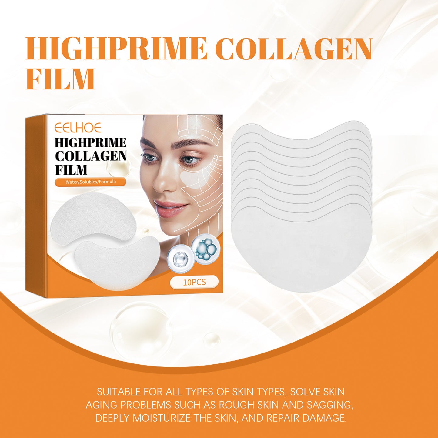 Collagen Hyaluronic Acid Eye Mask Set - Moisturizing Soft Skin Care 10 Packs