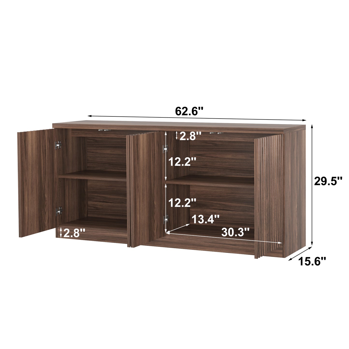 Buffet Cabinet with Storage - 62.6" Wooden Sideboard in Walnut