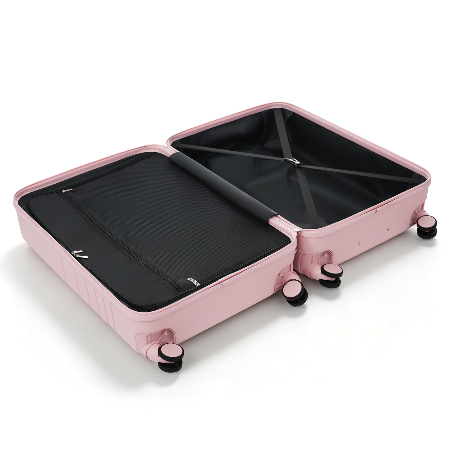 4-Piece Pink Luggage Set with USB Charging Ports & Toiletry Bag