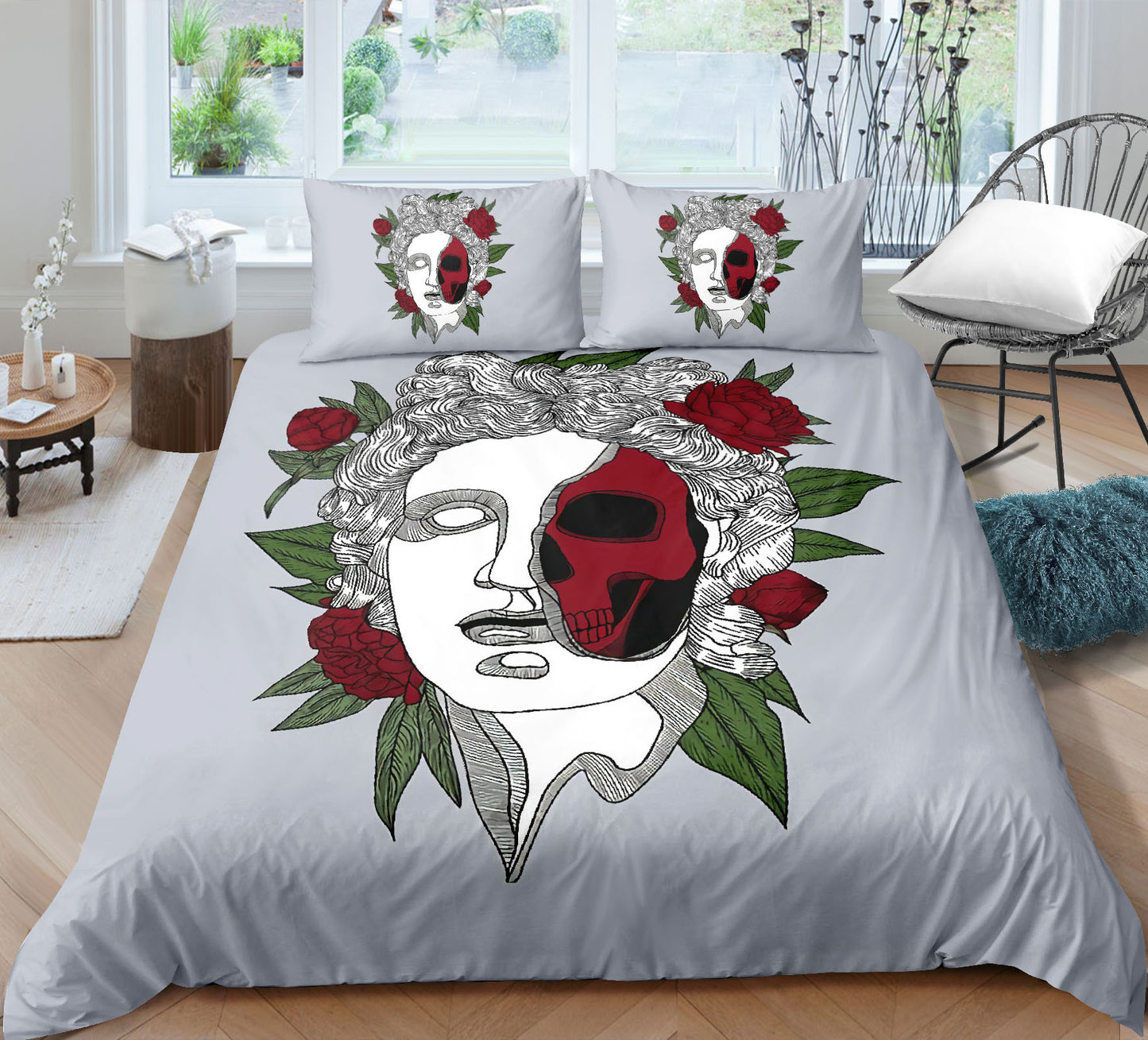 Skull 3D Digital Printing Bedding Set - Bed Sheet Quilt Cover & Pillowcases