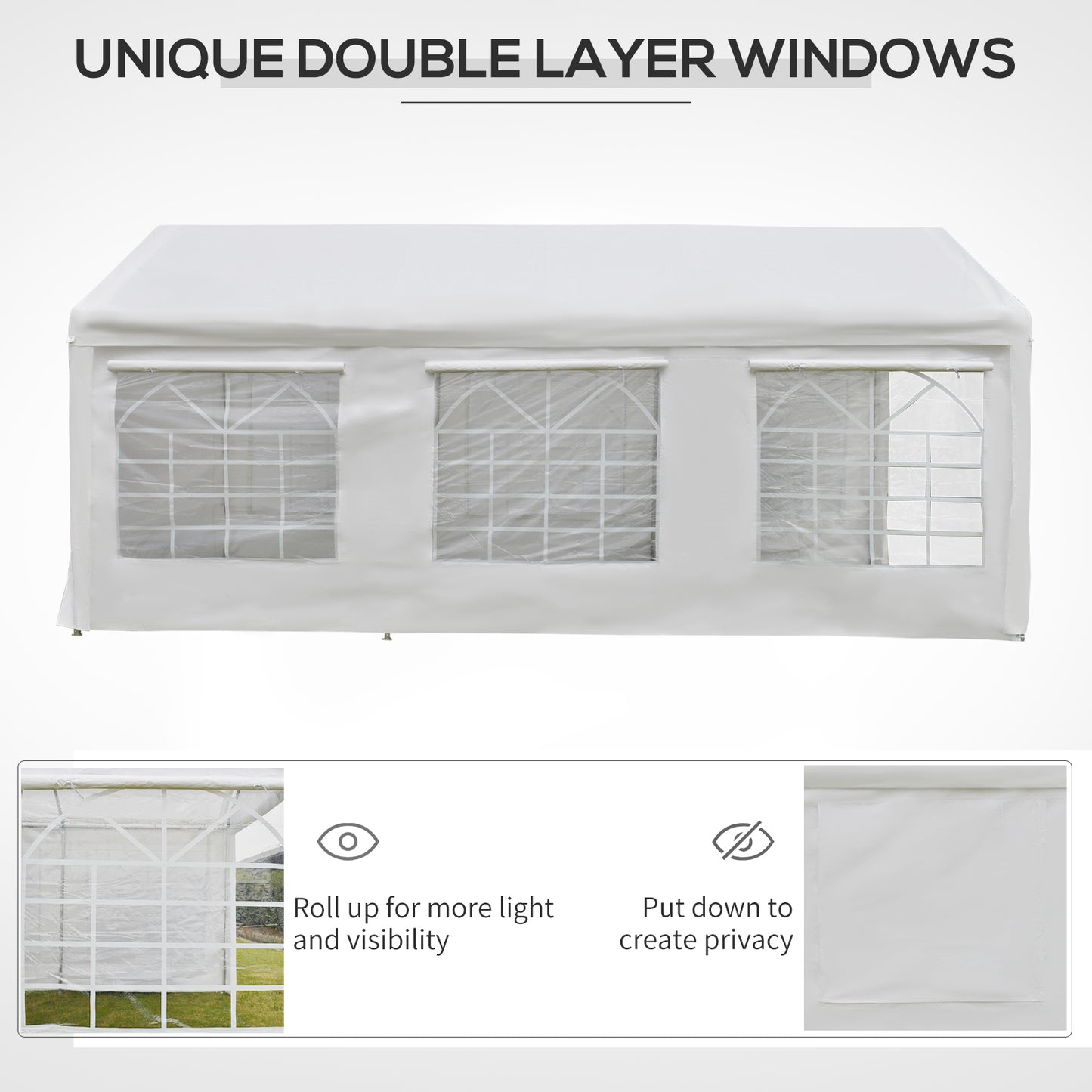 10' x 20' Heavy Duty Party Tent with Removable Sidewalls - White