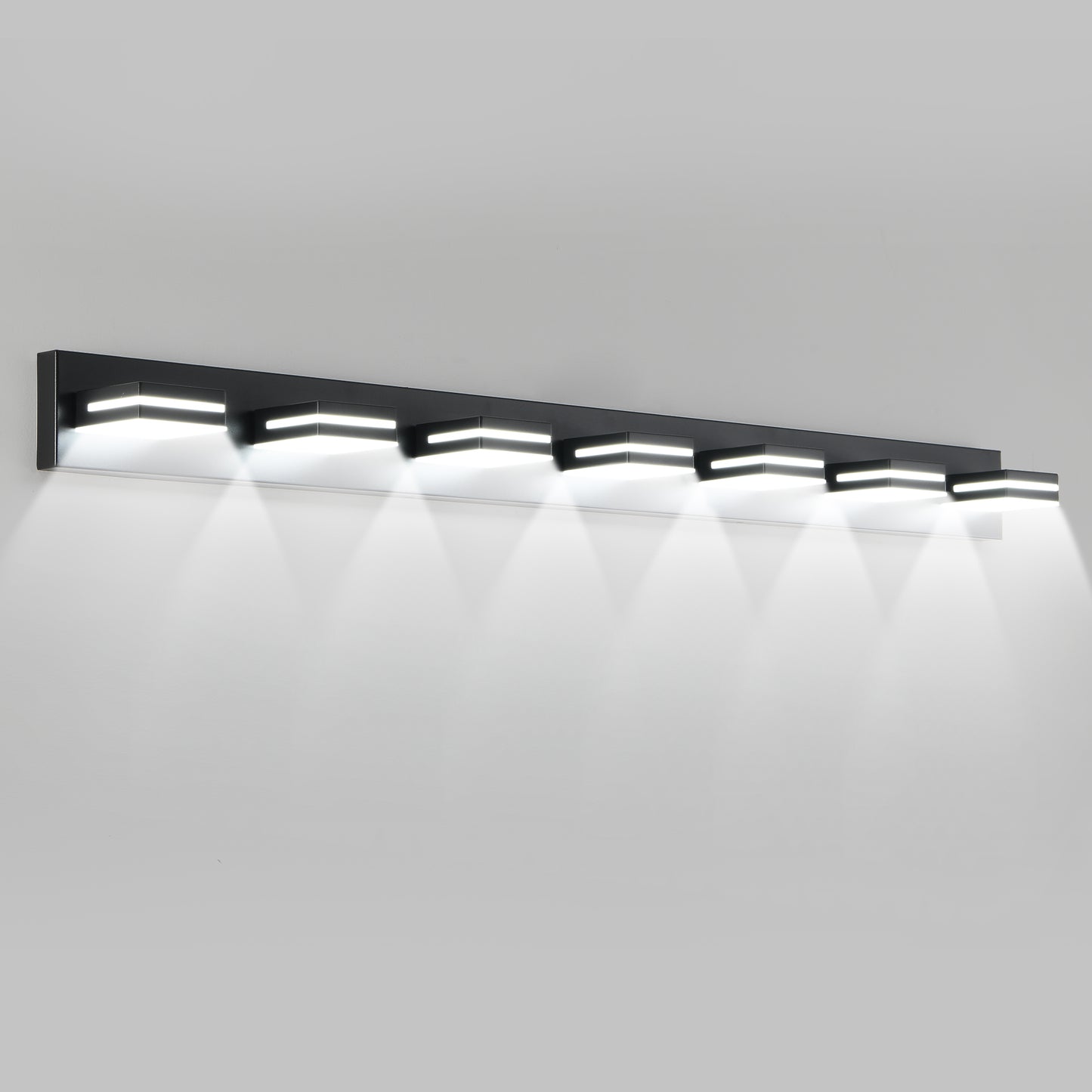 Modern Black LED Wall Sconce - 7-Light Vanity Light for Bathroom