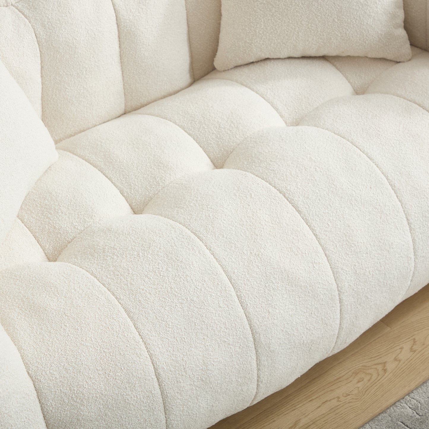 Comfortable Beanbag Chair for Two - Beige Chenille Sofa