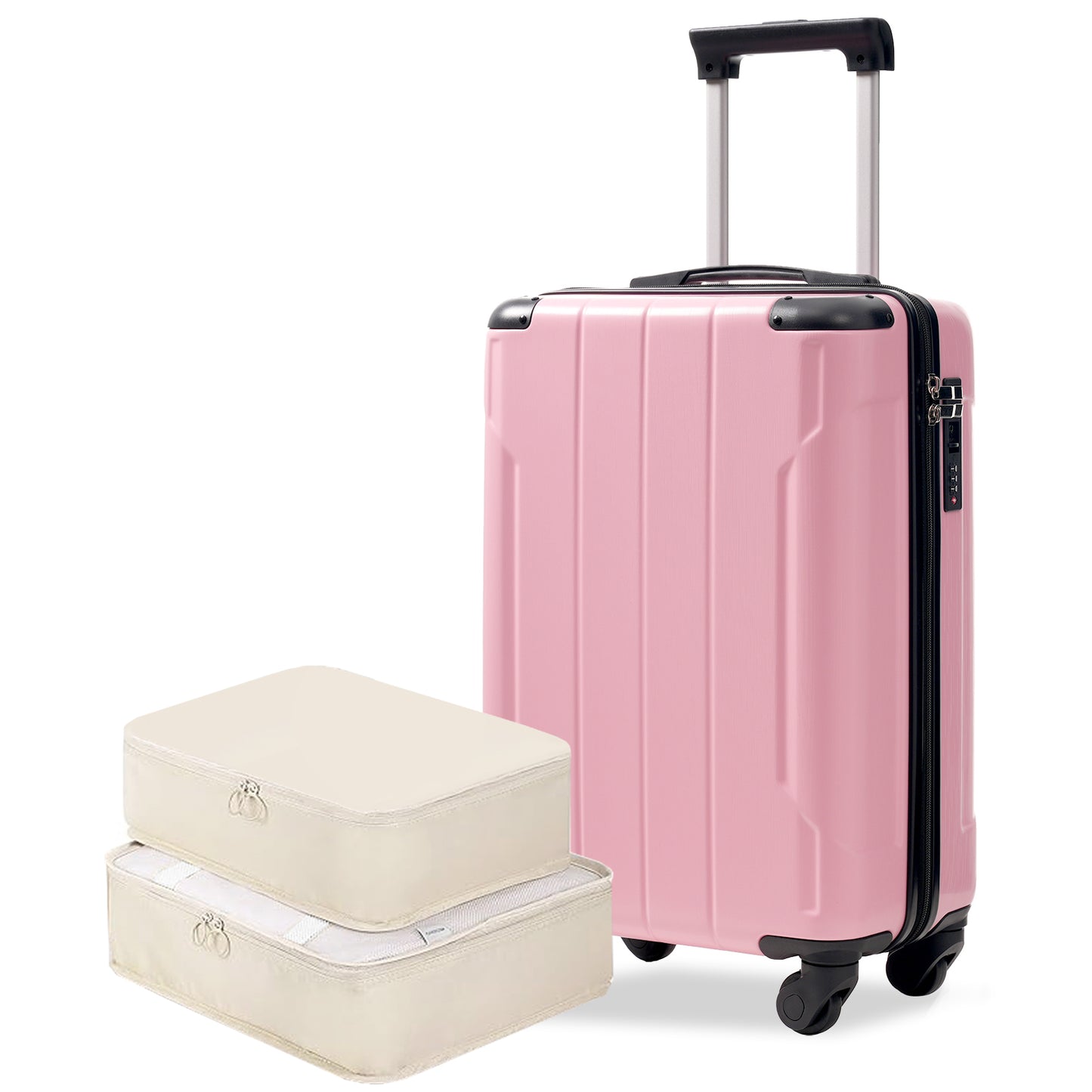 20-Inch Hardshell Carry-On Luggage with Spinner Wheels - Pink