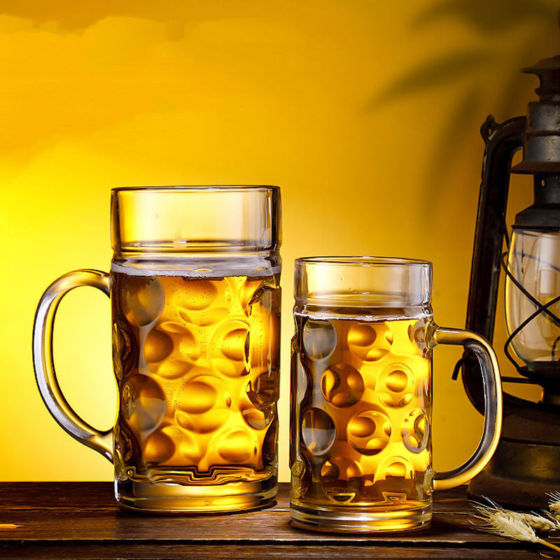 Large Capacity Glass Beer Mug with Handle - 600ML & 1200ML Options