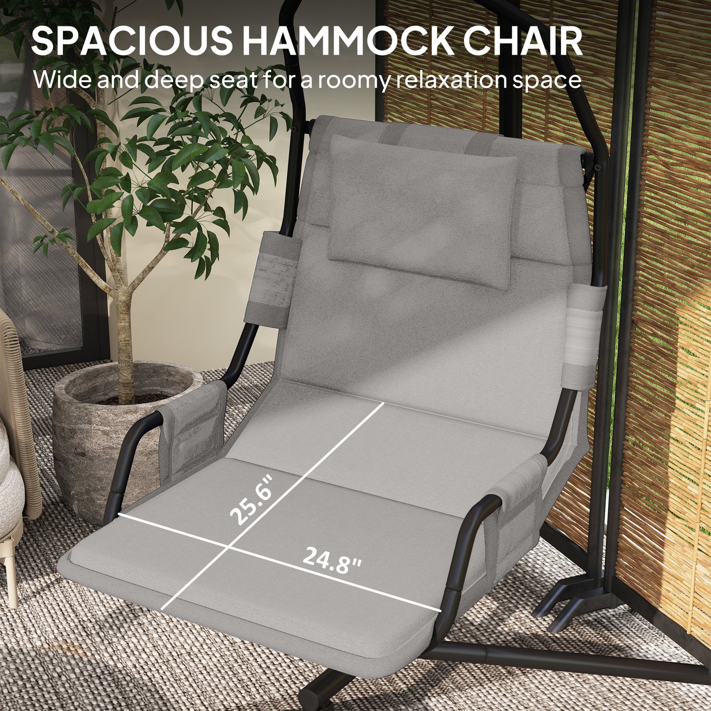 Hammock Chair with Stand and Cushion - Gray Hanging Swing Chair