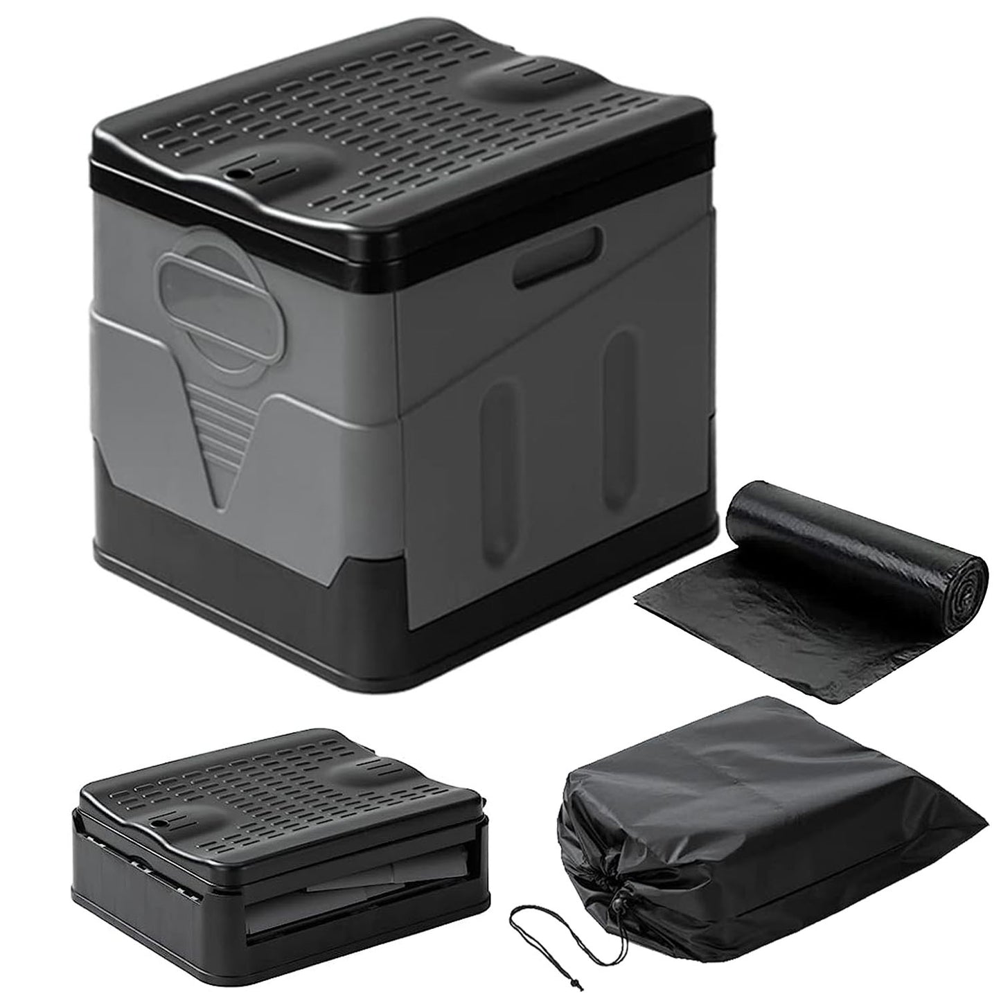 Portable Outdoor Toilet with Lid - 20L Capacity, Collapsible