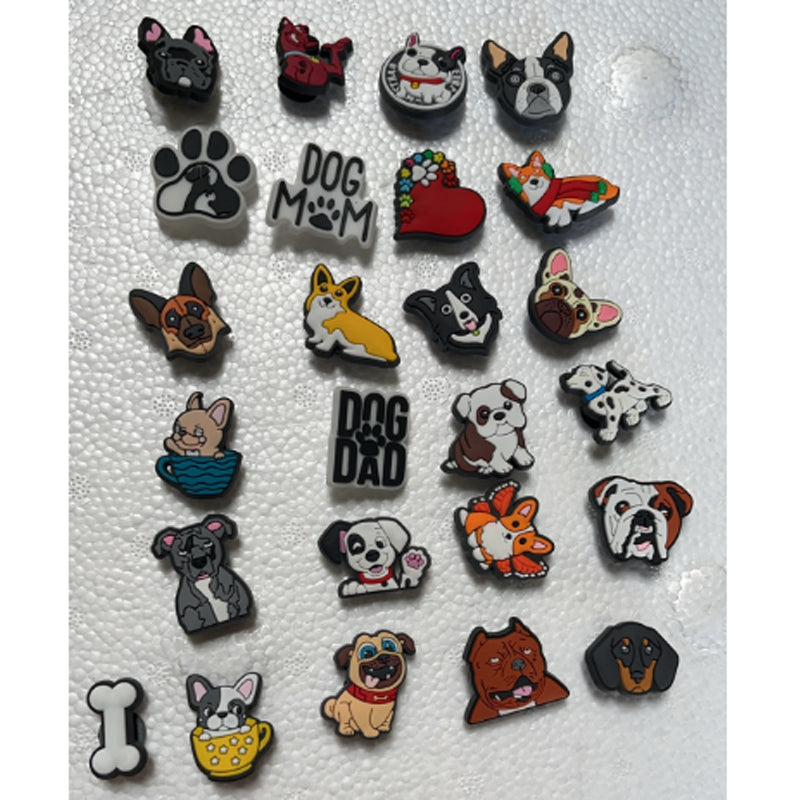 25pcs Dog-Themed Shoe Charms - Cute Cartoon Animal Decorations