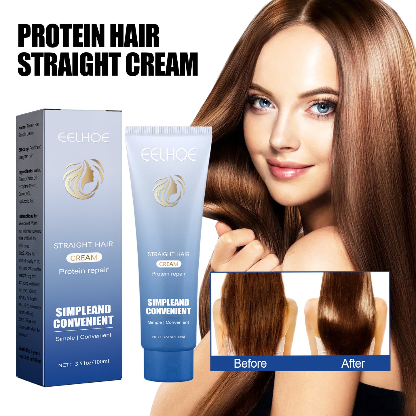 Protein Corrective Hair Straightening Cream - Smoothing & Anti-Frizz Treatment