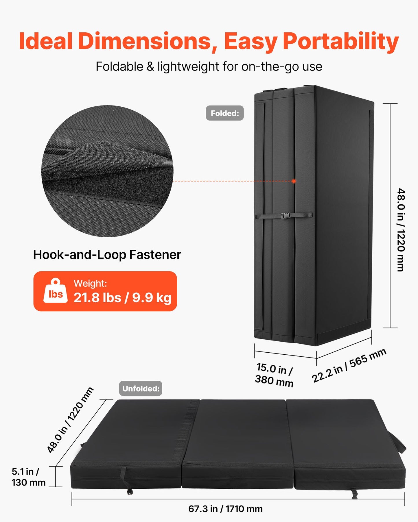 Bouldering Crash Pad - Foldable Climbing Mat with Adjustable Backpack Straps - Lightweight for Indoor & Outdoor Use