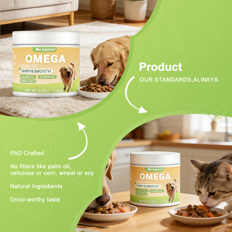 Omega 3-6-9 Dog Supplement Soft Chews with Salmon Oil & Biotin - 40 Servings