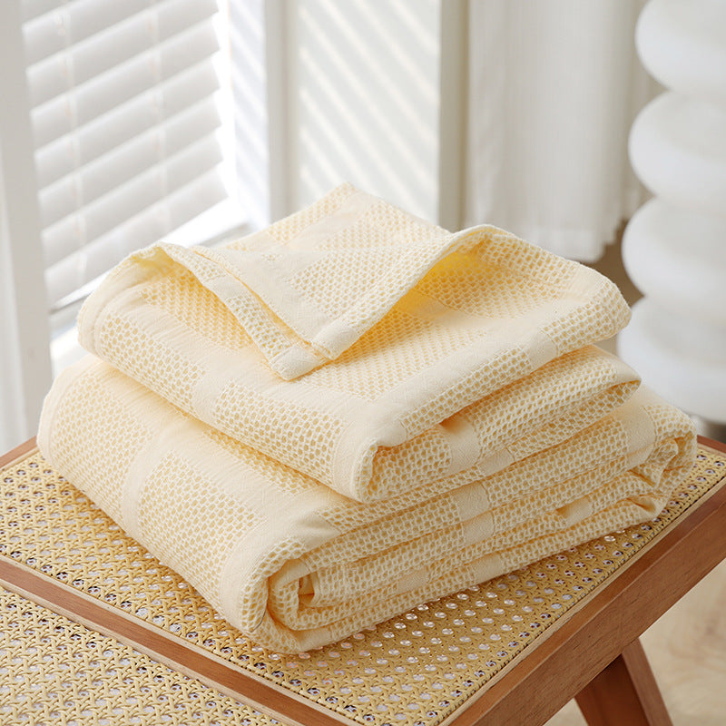 Children's Pure Cotton Waffle Gauze Blanket - Lightweight Bed Covering