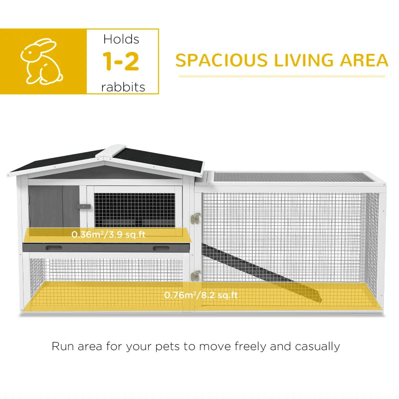 Outdoor Bunny & Small Animal Cage with Slide-Out Tray - Light Gray
