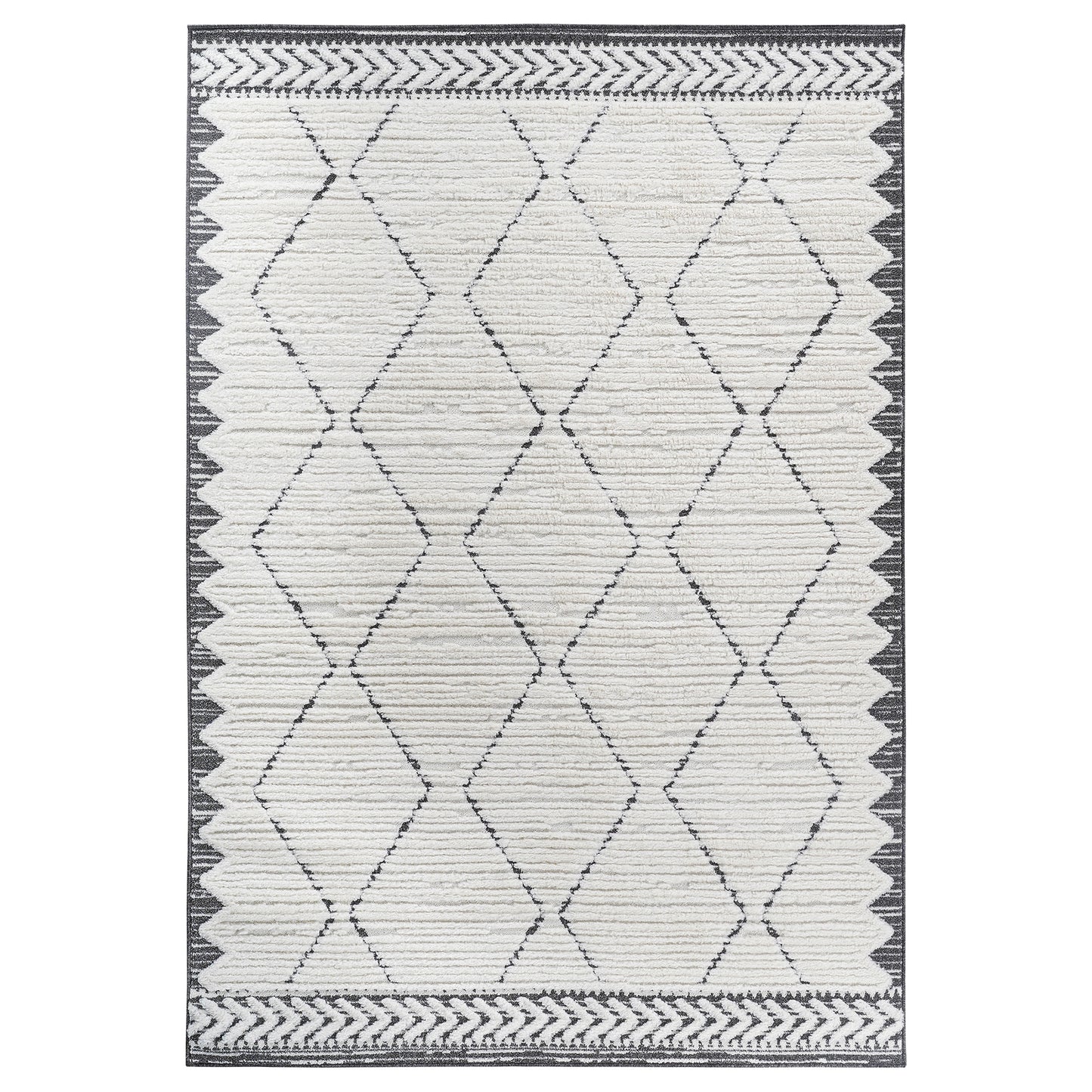 Step Collection High-Low Trellis Cream Anthracite Indoor Area Rug,