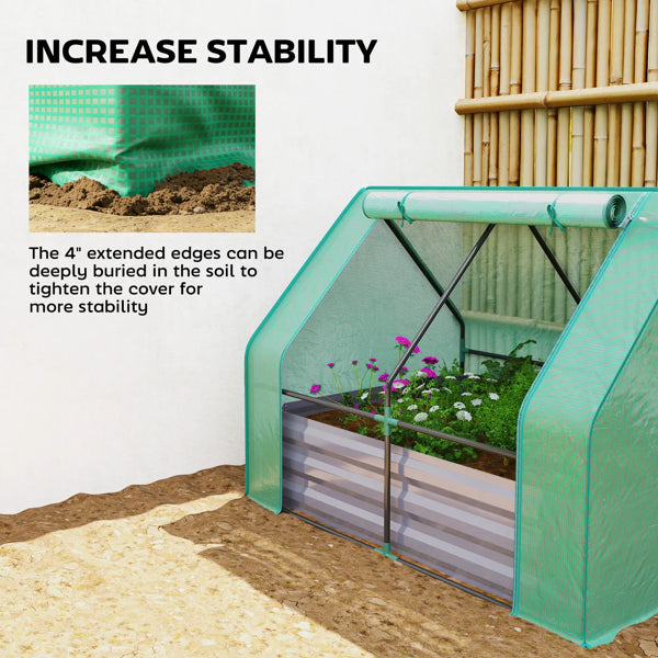 Raised Garden Bed with Mini Greenhouse - Durable Steel and PE Cover
