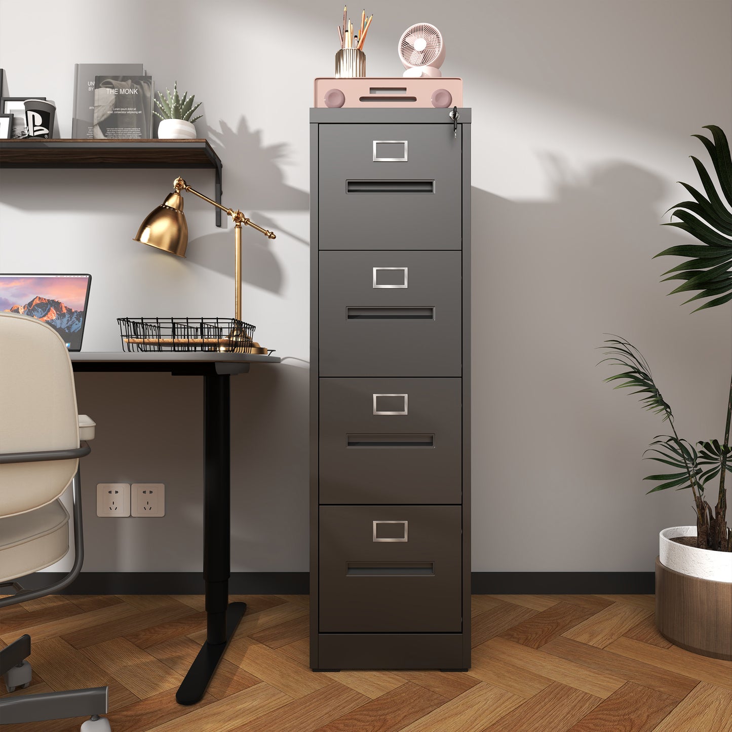 4 Drawer File Cabinet With Lock Metal Vertical Office Home, A4 Legal