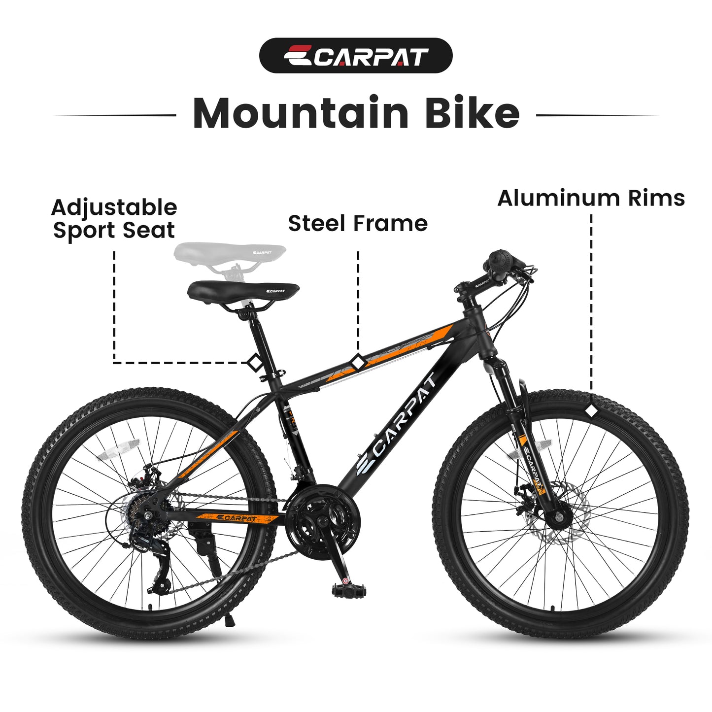 26 Inch Mountain Bike with Shimano 21 Speeds & Disc Brakes