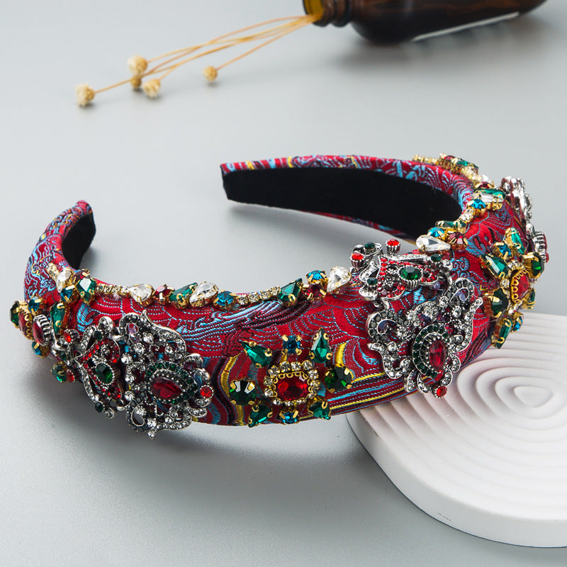 Rhinestone Embroidered Flower Headband