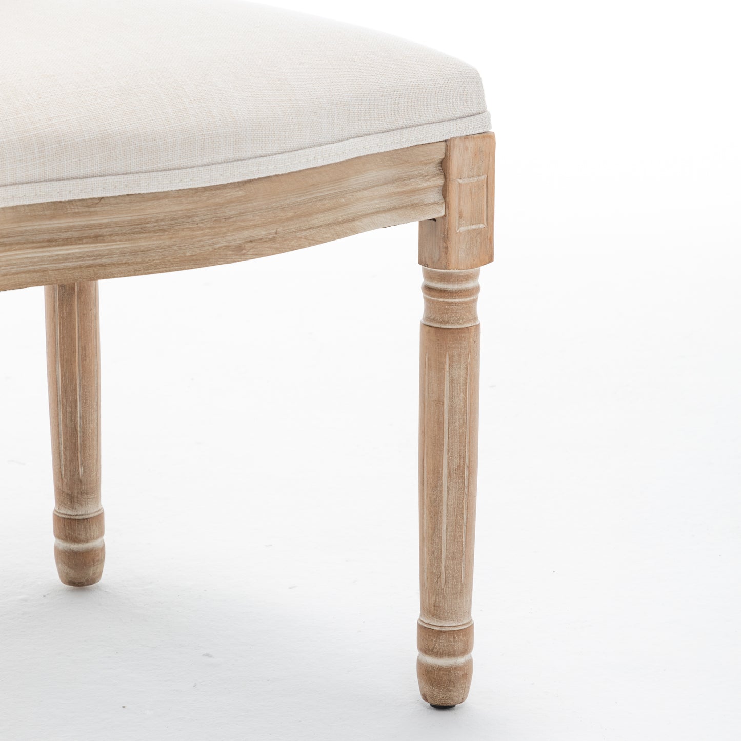 Farmhouse Dining Chairs with Cushioned Linen Seat - Set of 2, Beige