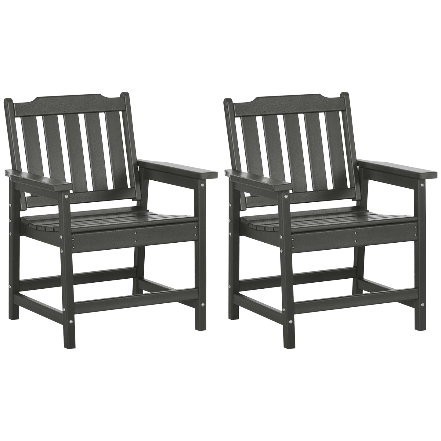 2-Piece Gray HDPE Patio Dining Chair Set - All-Weather Outdoor Chairs