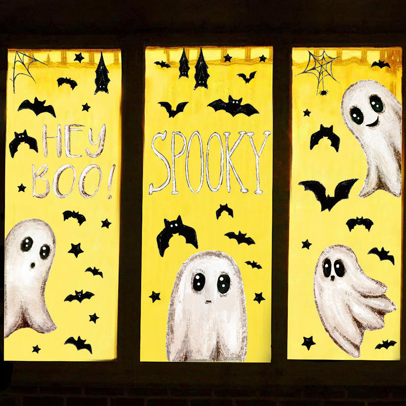 Halloween Window Stickers Ghost and Bat Decals for Festive Decor 20x30cm 6 Pack