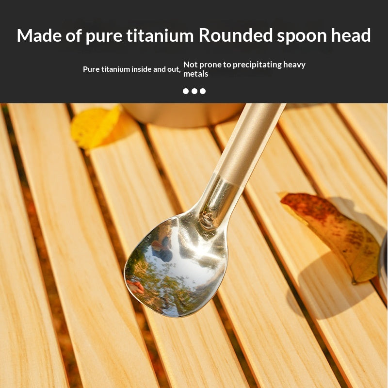 Portable Titanium Fork and Spoon Set - Long-Handled Minimalist Dining Utensils