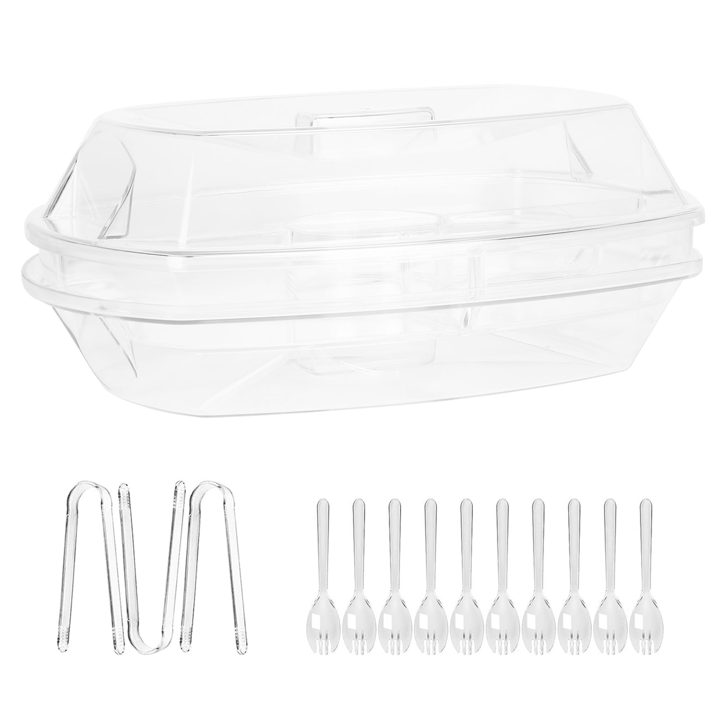 Chilled Veggie Tray with Lid & Compartments - 4-Section Serving Platter