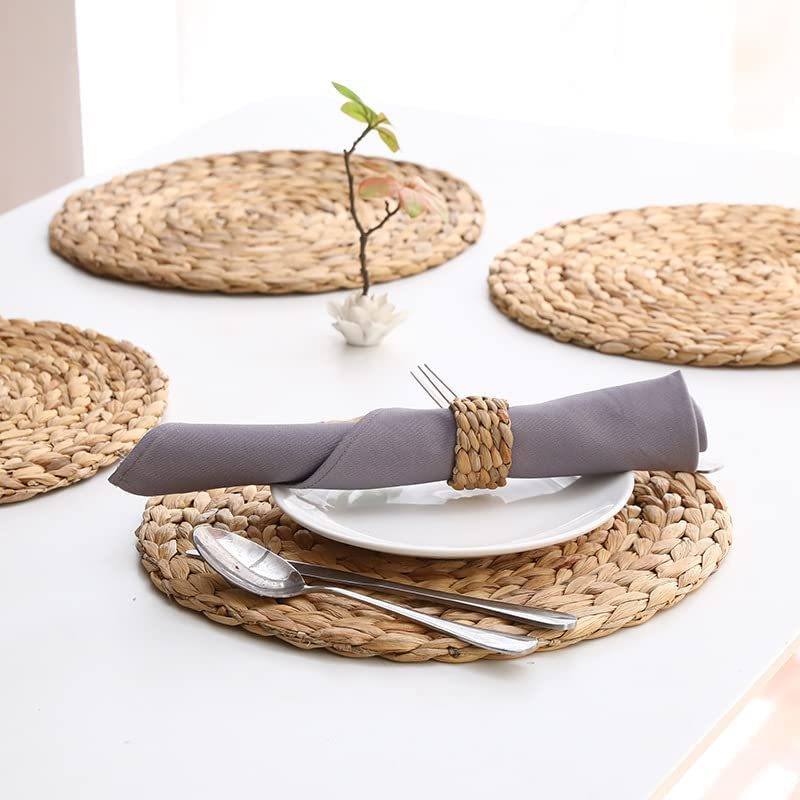 Water Hyacinth Coaster Set - Round Heat Insulation Drink Bowl Pads