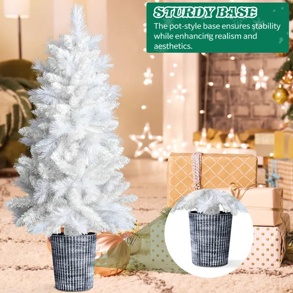 4 FT White Artificial Christmas Tree with Pot Stand - Holiday Decor
