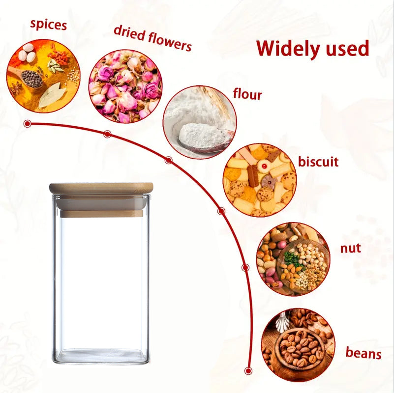 18-Piece Square Spice Jar Set with 72 Stickers - Kitchen Organizer