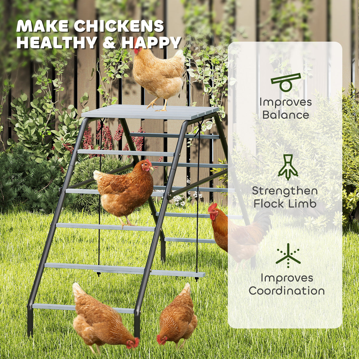 Adjustable Chicken Coop Perch with Swing - 10 Rails for Backyard Farm