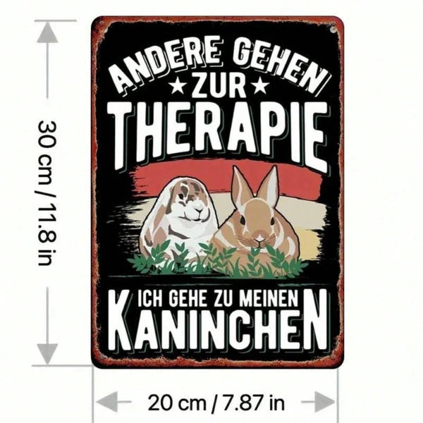 Vintage Rabbit German Slogan Metal Sign - Rustic Wall Art