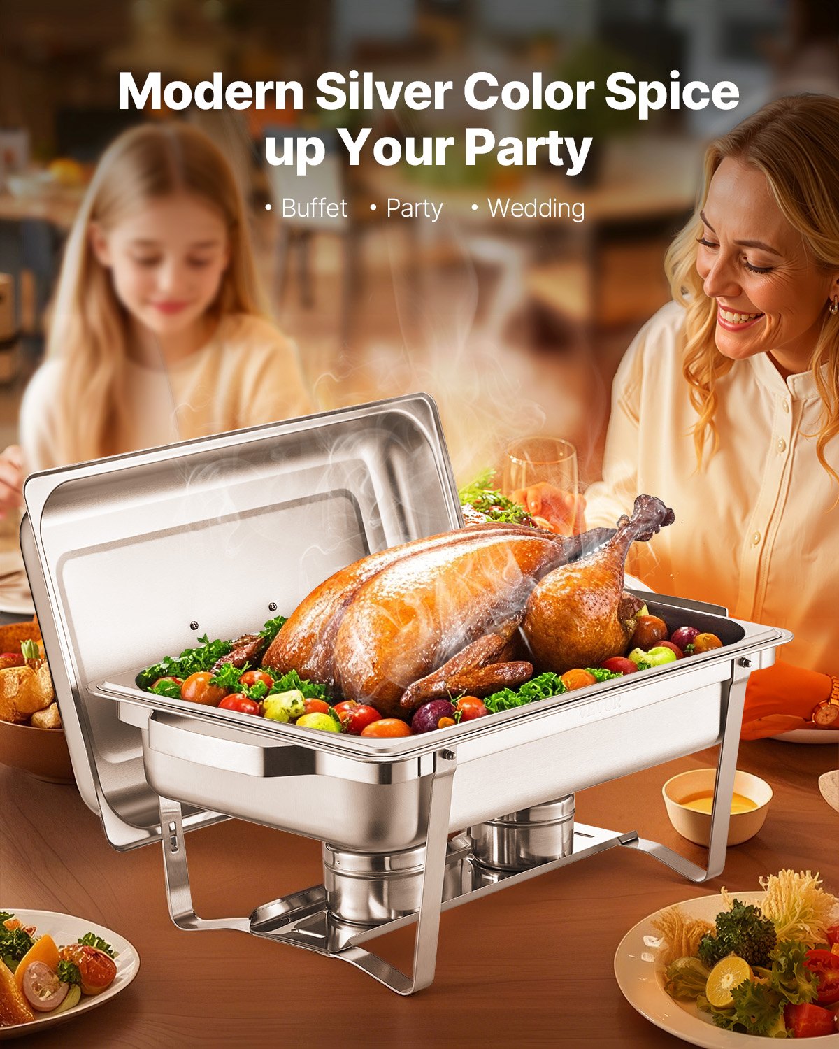 8 Qt Stainless Steel Chafing Dish Buffet Set - 4 Pack