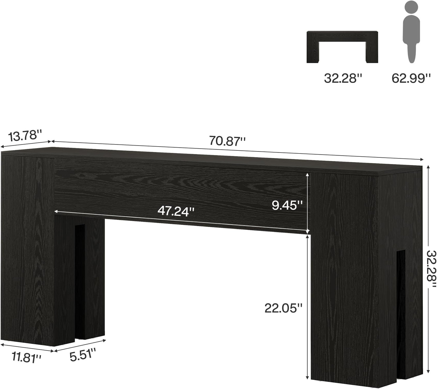 Wooden Console Table - Rustic Hallway Accent Table