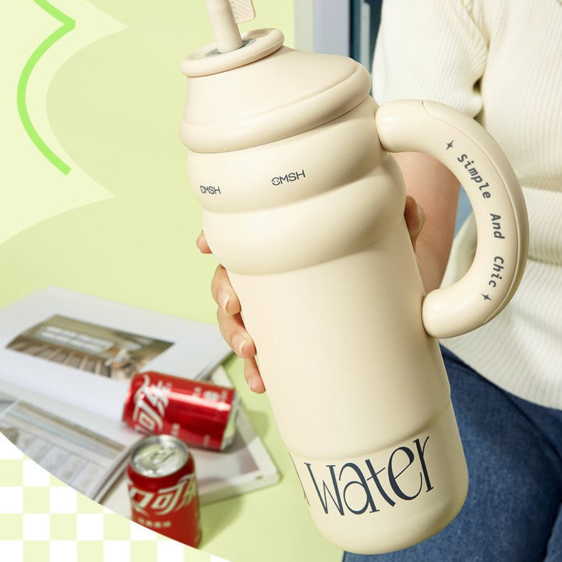 Large Capacity Stainless Steel Vacuum Cup with Handle - 1300ml Portable Drinkware