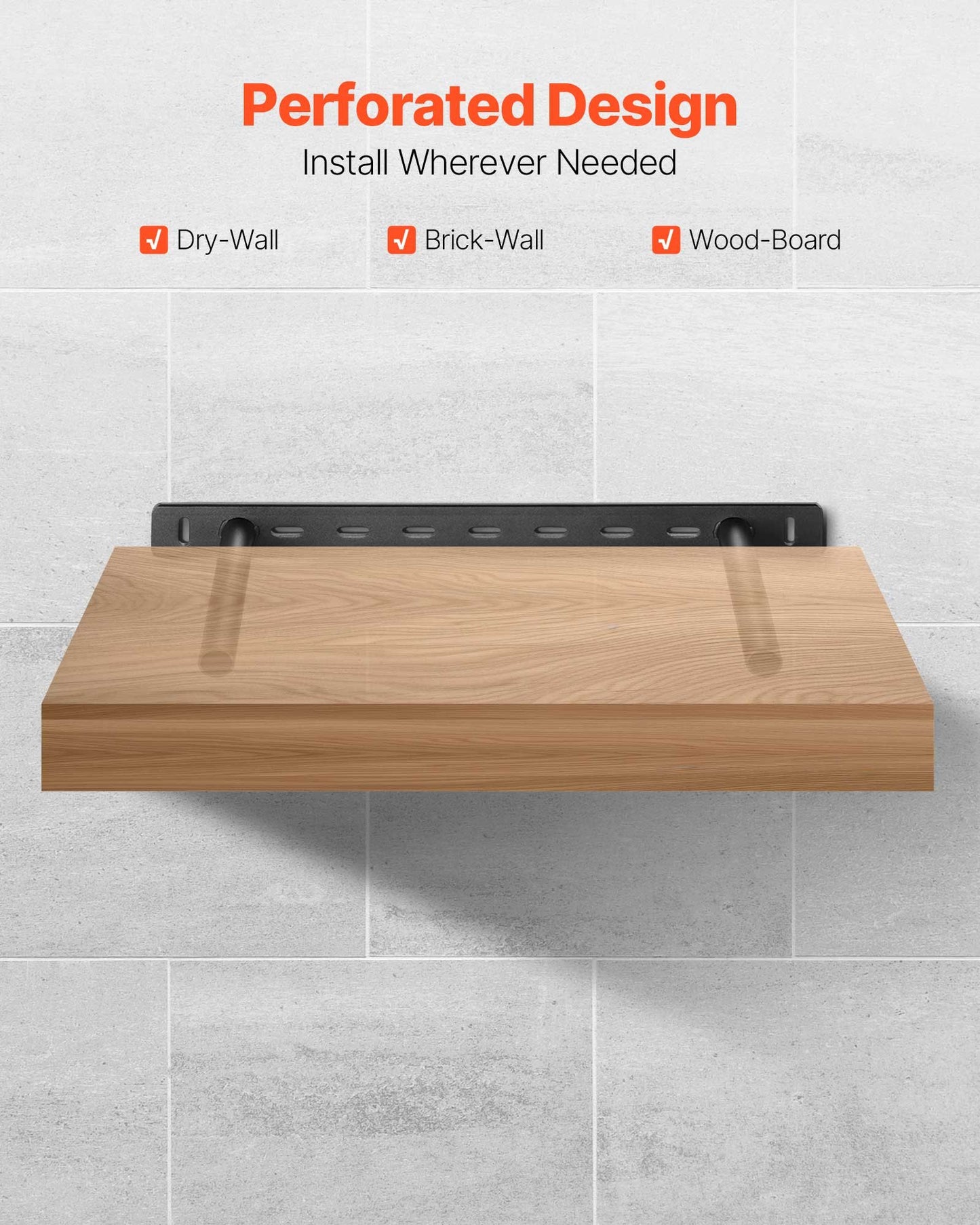 Heavy Duty Floating Shelf Brackets 16 Inch Support Up to 150 lbs Black