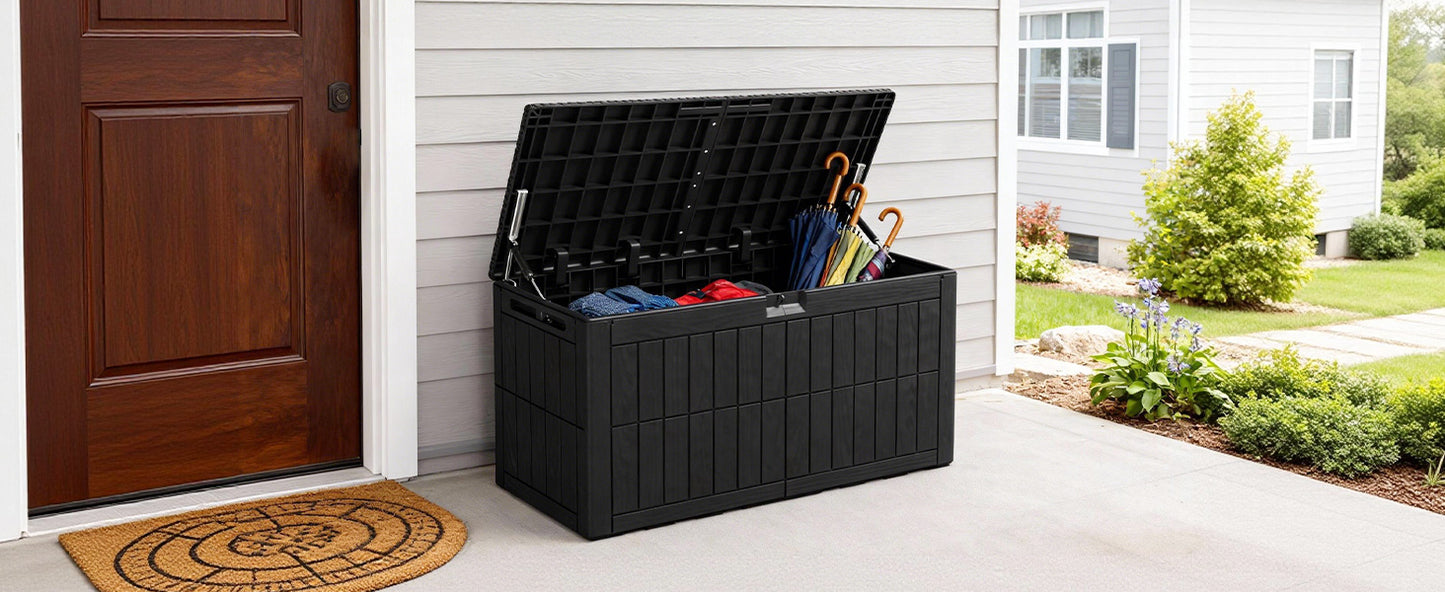 1 0 Gallon Outdoor Storage Box Water Proof Resin Deck Lockable Bin