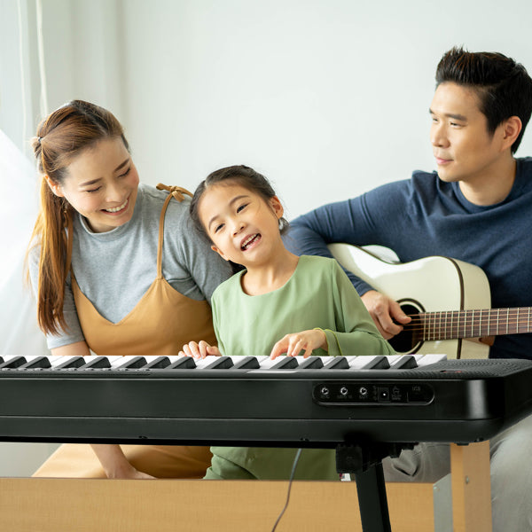61-Key Electronic Keyboard with Light-Up Display & Stool Set