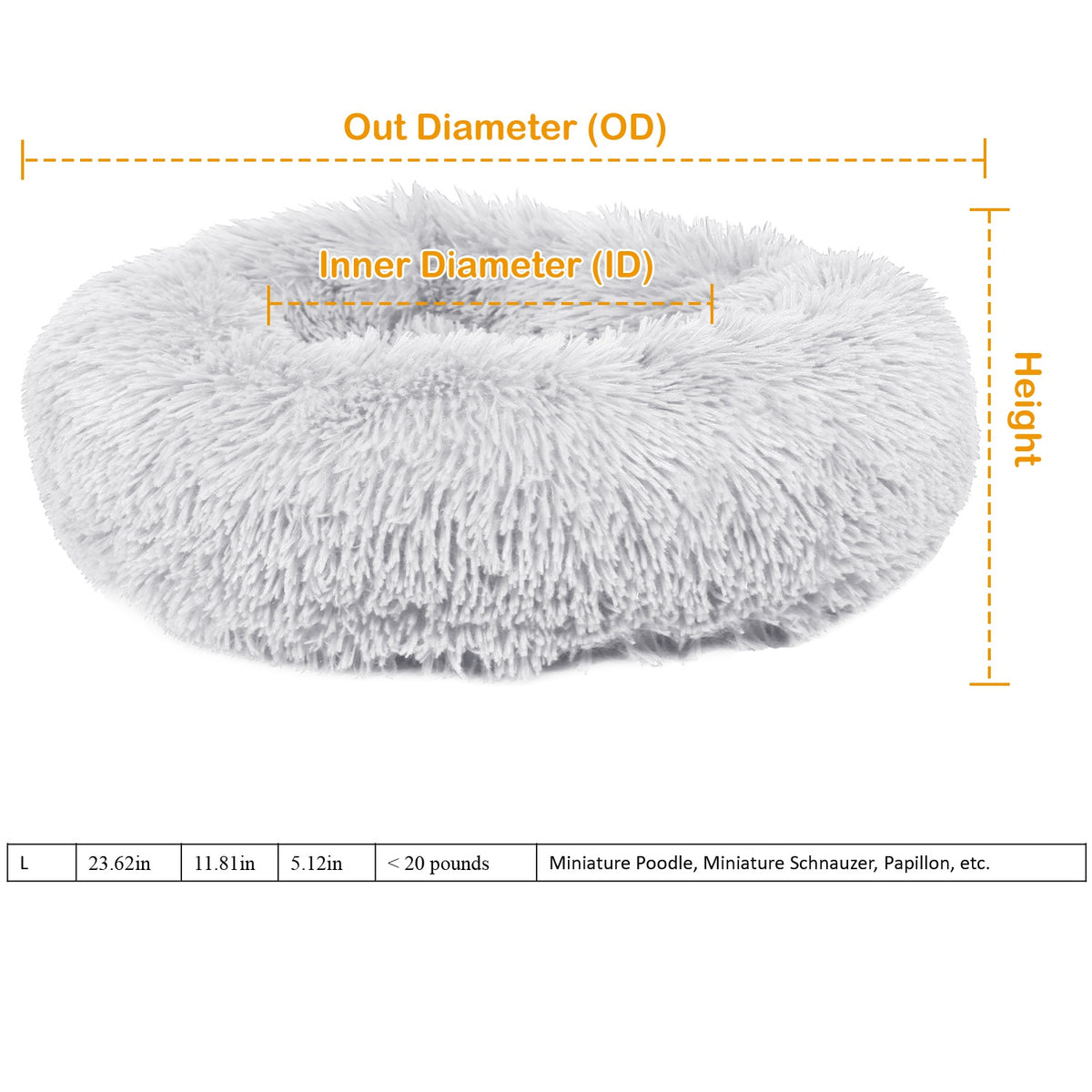 Soft Warm Plush Dog & Cat Bed with Supportive Rim and Non-Slip Bottom