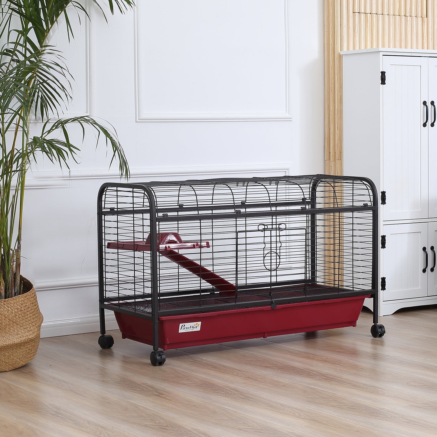 Small Animal Cage with Wheels & Accessories - Rabbit & Ferret Habitat, 41 Inches